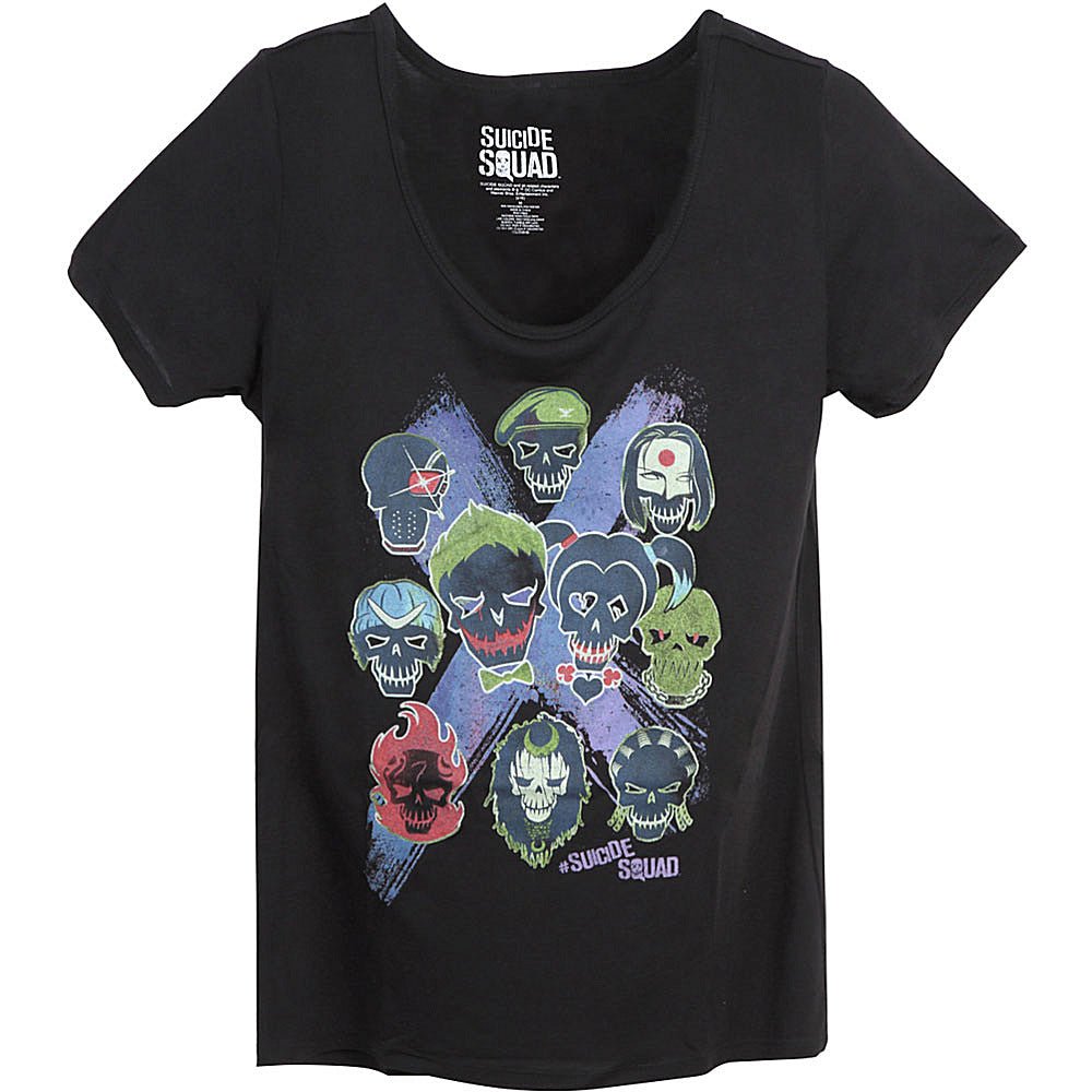 SUICIDE SQUAD スーサイドスクワッド (ジョーカー 生誕 80周年 ) - Black Scoopneck / Tシャツ / レディース - PGS
